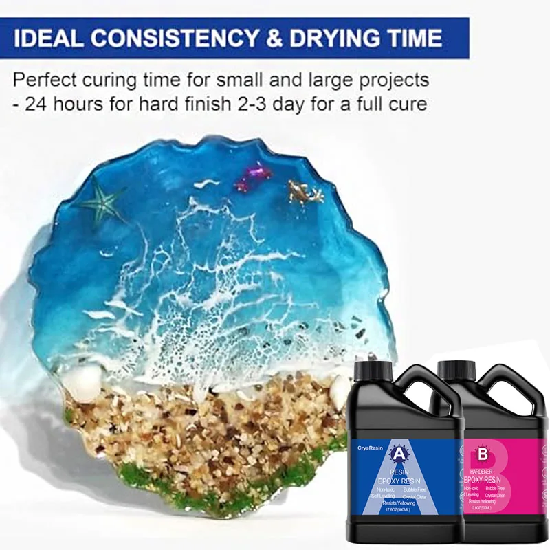 Kristallklares Epoxidharz 1:1 Verhältnis Set 1000ml/500ml mit Härter für Kunstguss Beschichtung Becher Schmuck DIY – Detail 3