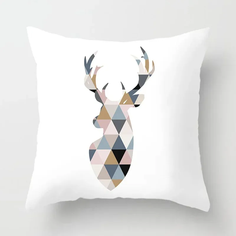 Geometric Deer Pattern Pillowcase Office Living Room Car Ornaments Home Pillowcase