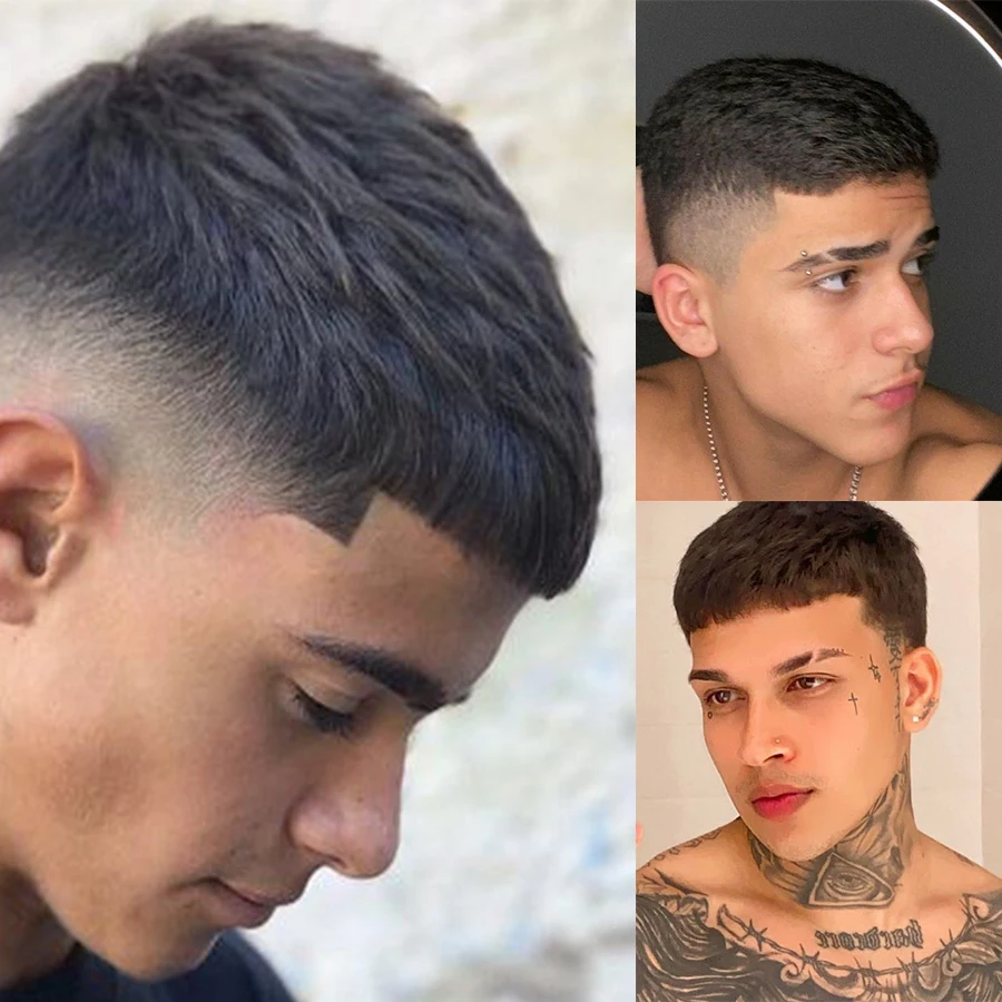 

Men Hair Toupee Fine Mono Men's Wig Durable Capillary Prosthesis Handmade Mens Wigs Tupee System 130% Density