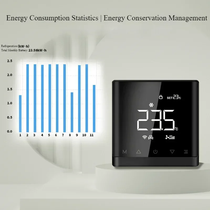 WiFi Inteligentny termostat centralnego klimatyzatora 3-biegowa cewka wentylatora Matter głosowy Regulator temperatury Ogrzewanie i chłodzenie,matter thermostat,matter,termostato fancoil wifi,central heating,smart home