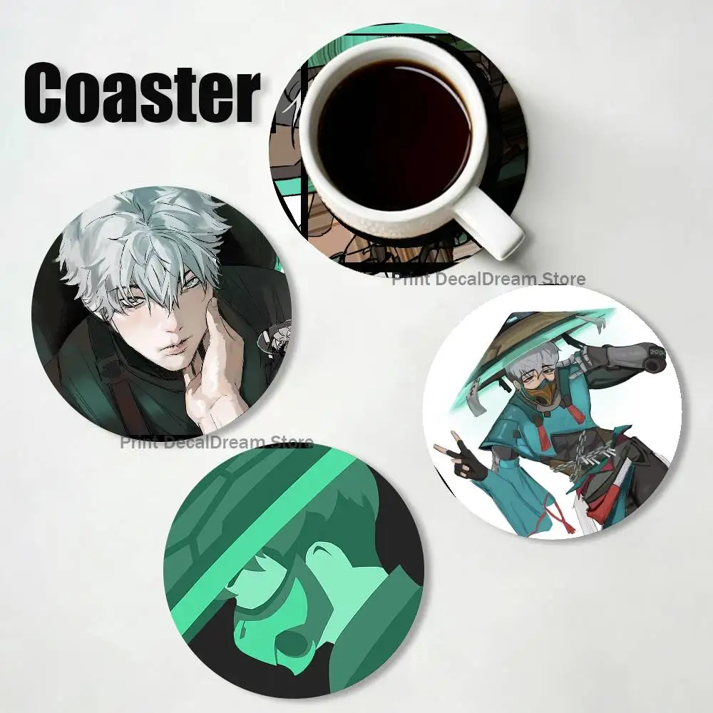 P-Paul Singer M-McCartney 2D Pattern round Wooden Coaster Decorative Coffee Cup for Use in Coffee Shops Bars Wine Beer