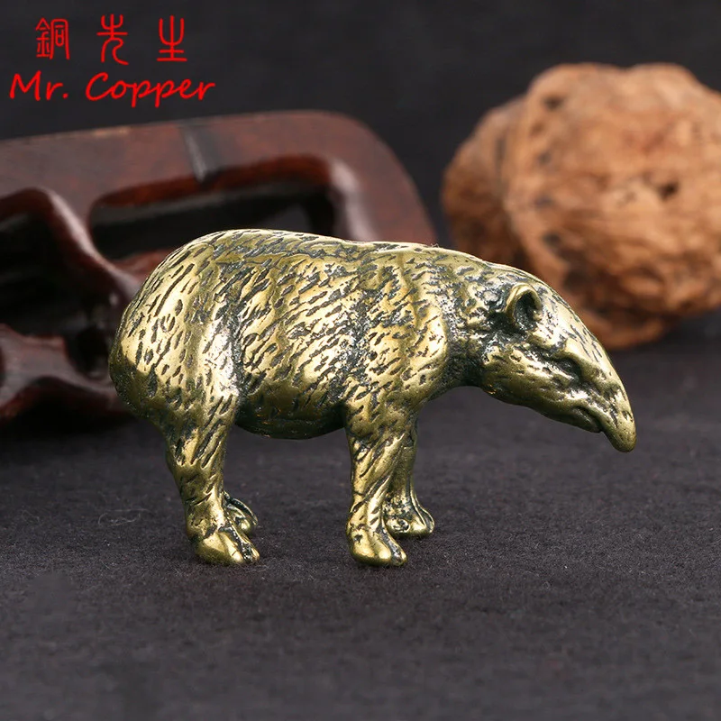 Solid Brass Sharp Mouth Beast Figurine Miniature Desktop Ornaments Small Animal Statue Tea Pet Home Decoration Crafts Collection