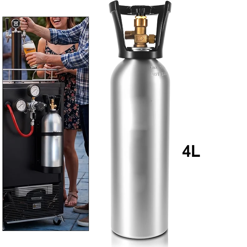 Empty Co2 Tank 4L Aluminum Gas Cylinder CGA320 / W21.8 Thread Tank for Beer Carbonated Home Brewing