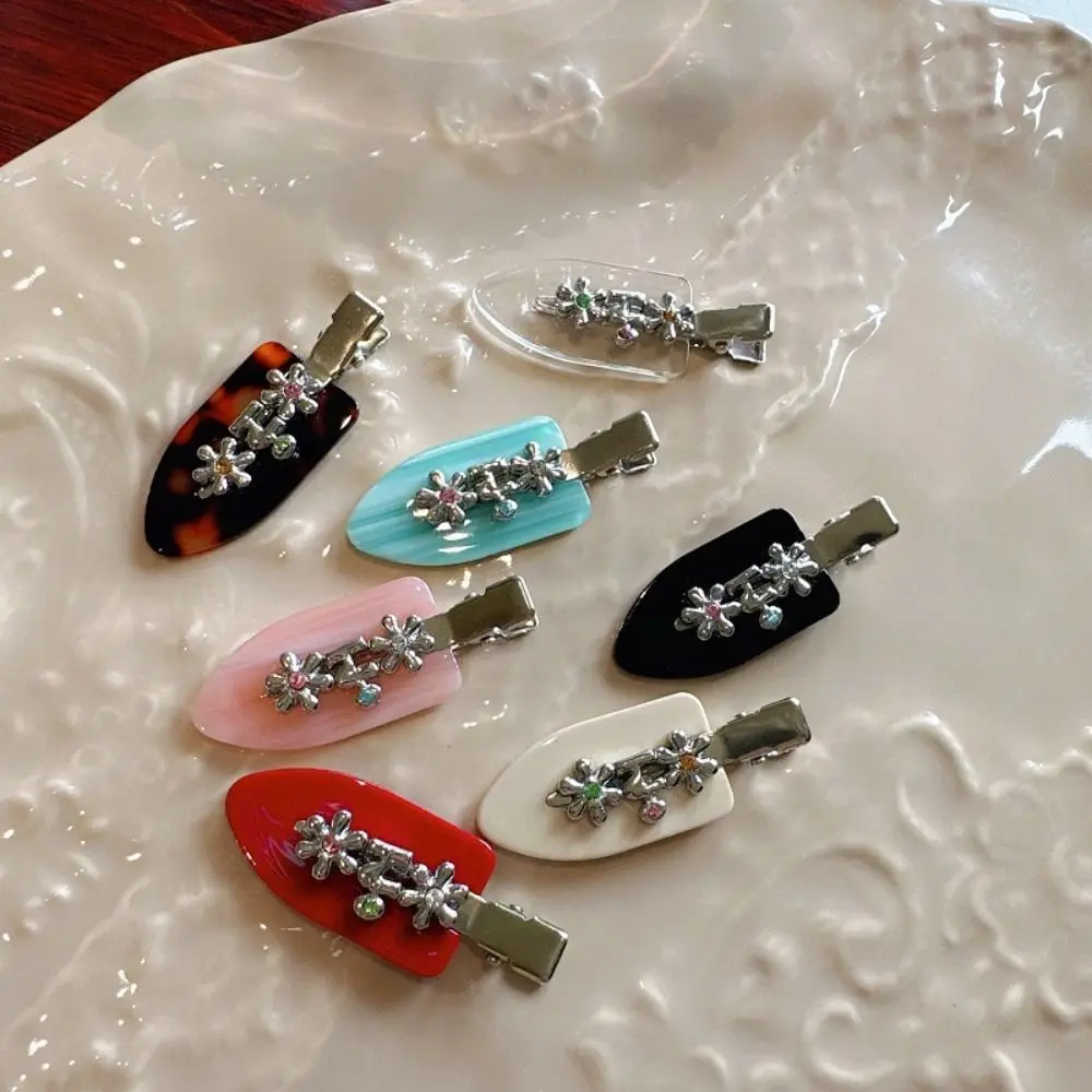 Cute Rhinestones Traceless Hairpin Metal Duckbill Clip Acetate Hairpin Bangs Clip Headwear Makeup Hair Clip