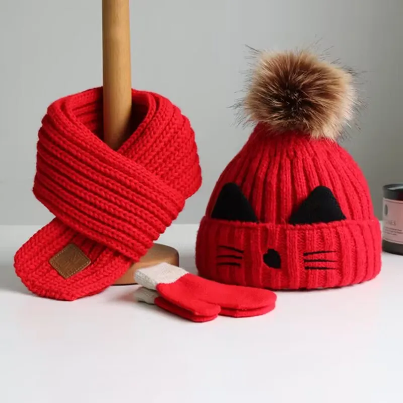 Baby hat scarf two-piece autumn/winter children's hat neck Cute cashmere knitted woolen hat for boys and girls