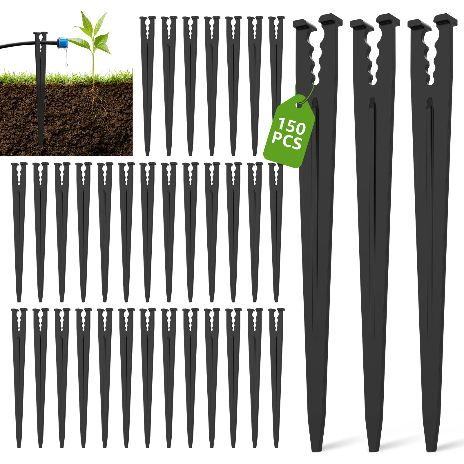 Piquets d'irrigation goutte-à-goutte 1/4, 5,79 pouces, supports d'ancrage, supports de tuyaux de jardin, piquets fixes pour potager surélevé, pot de fleurs, légumes