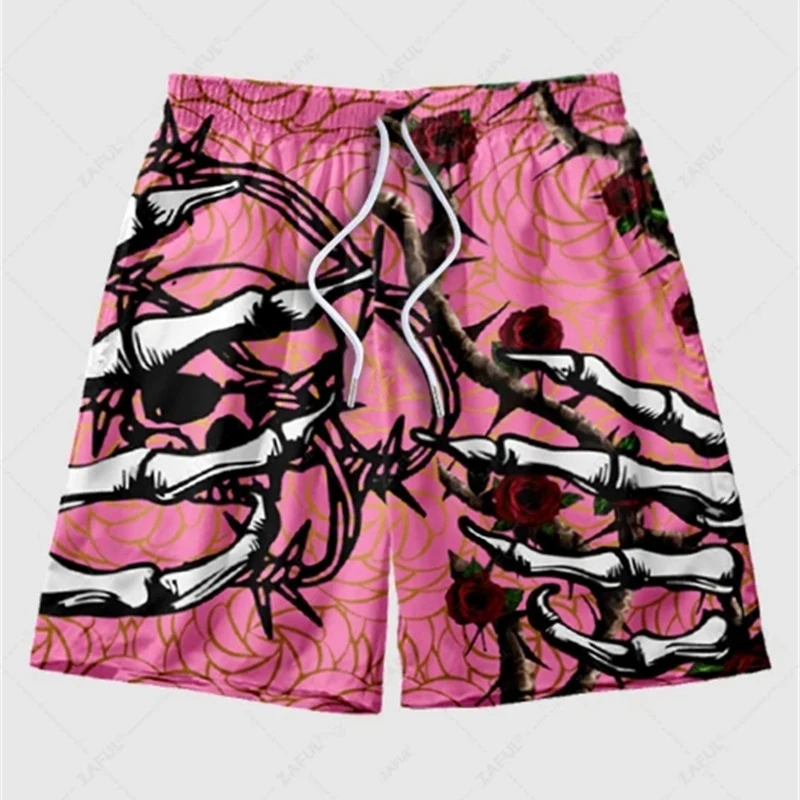 

Luxury Retro Butterfly Gold Print Beach Shorts Men 3D Print Skull Hip Hop Harajuku Oversized Swim Trunks Summer Hawaii Leisure