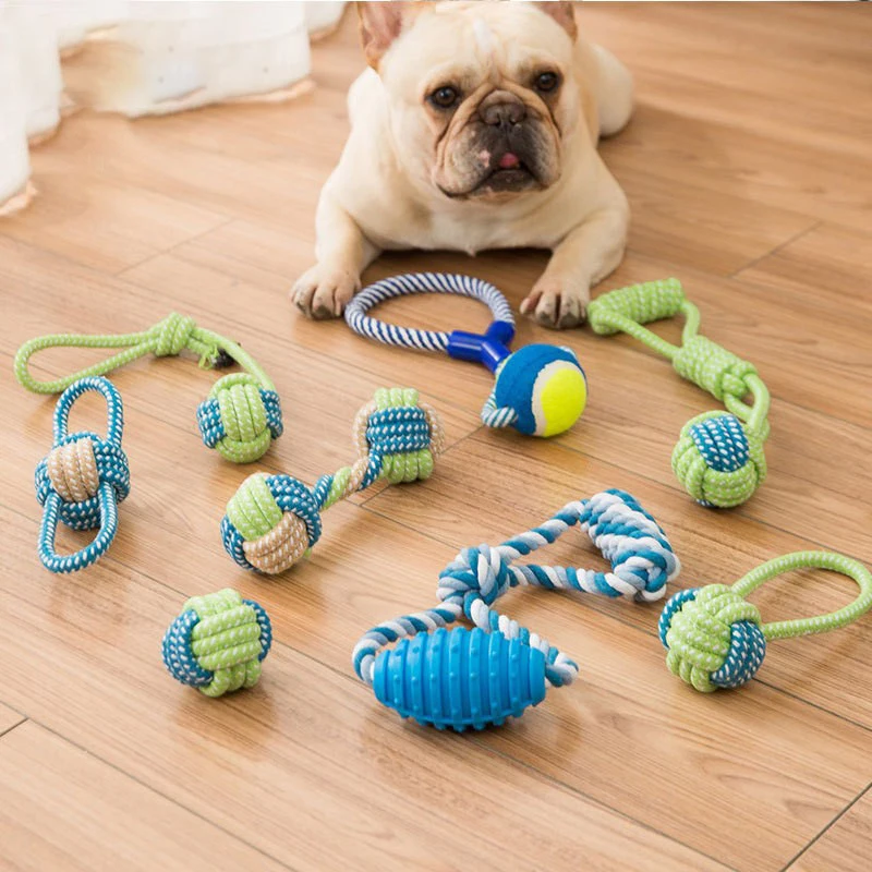 Interaktives Hundespielzeug aus Baumwollseil, bissfestes Kauspielzeug für Welpen und Hunde, Kauball für kleine und große Hunde, zur Zahnreinigung, Haustierbedarf