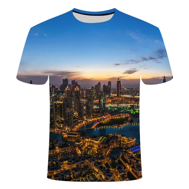 Men's 3D printed natural landscape T-shirt, sunset glow casual clothing, personality, fashion, summer image 6
