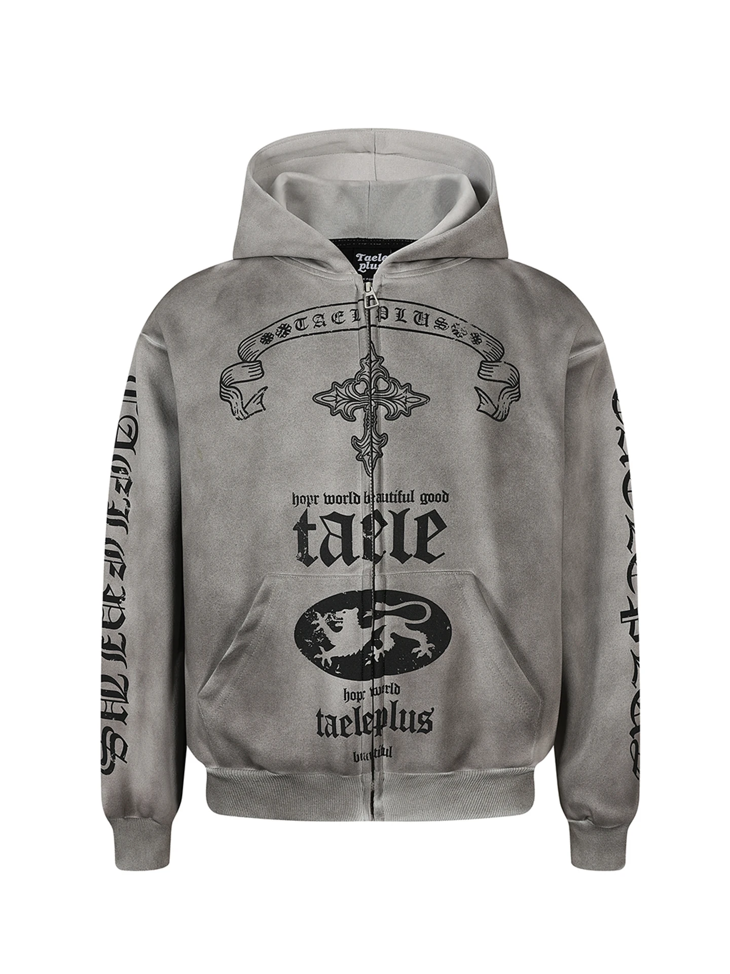 

Waed Vintage American Sle Hoodie Sweatirt Cross Print ort Loose Spring Cardigan Jaet for Couples Youth Casual Cotto...