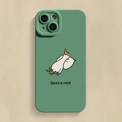 Cartoon Duck Silicone Case iPhone 15 14 13 12 11 ProMax Mini X XR XS Max 7 8 15 Plus SE2 lens protection Soft Back Cover