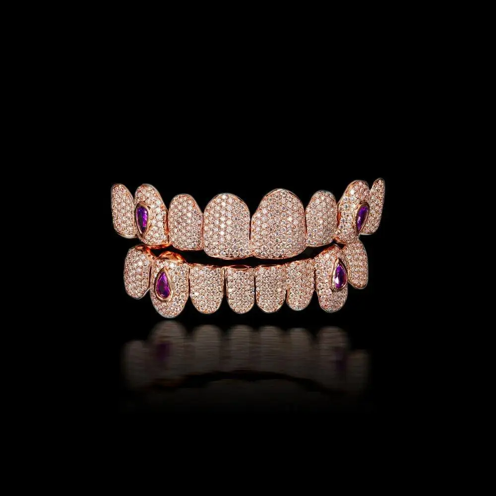 OPAL European And American Cross-border Hot-selling Grill GRILLZ Hip-hop Moissanite Braces Honeycomb Inlay