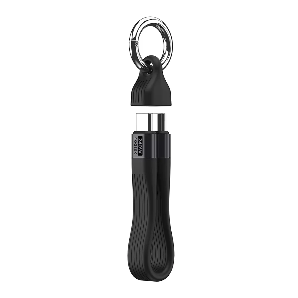 USB 4 Kabel Tragbarer Schlüsselanhänger 240W USB C Ladekabel 40Gbps Datenübertragung Thunderbolt 4/3 8K@60Hz Videoanzeige für iPhone 17