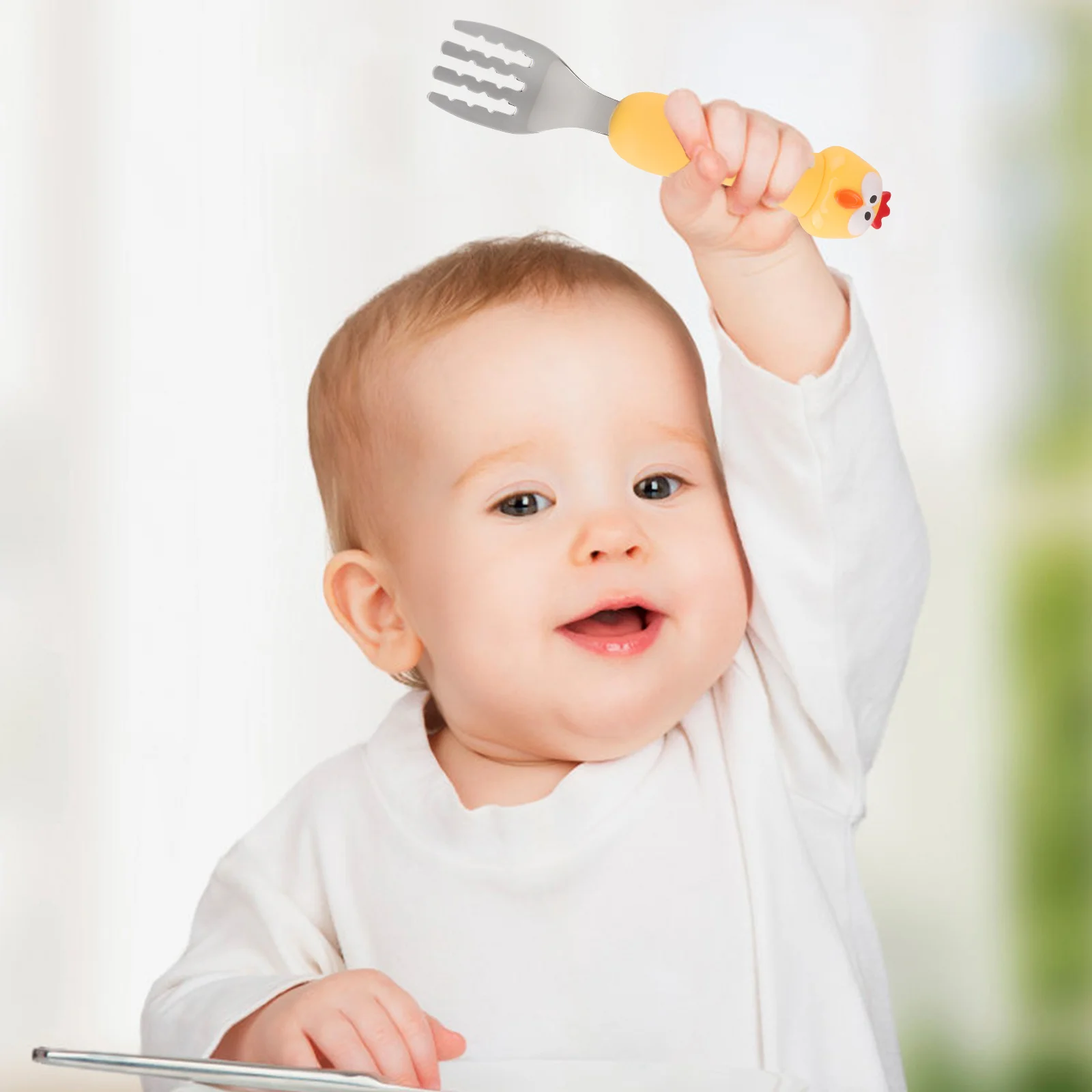 

1Set Child Fork Spoon Set Anti Rust Kids Tableware Storage Box Included Smooth Easy Clean Baby Cutlery Cartoon Styled