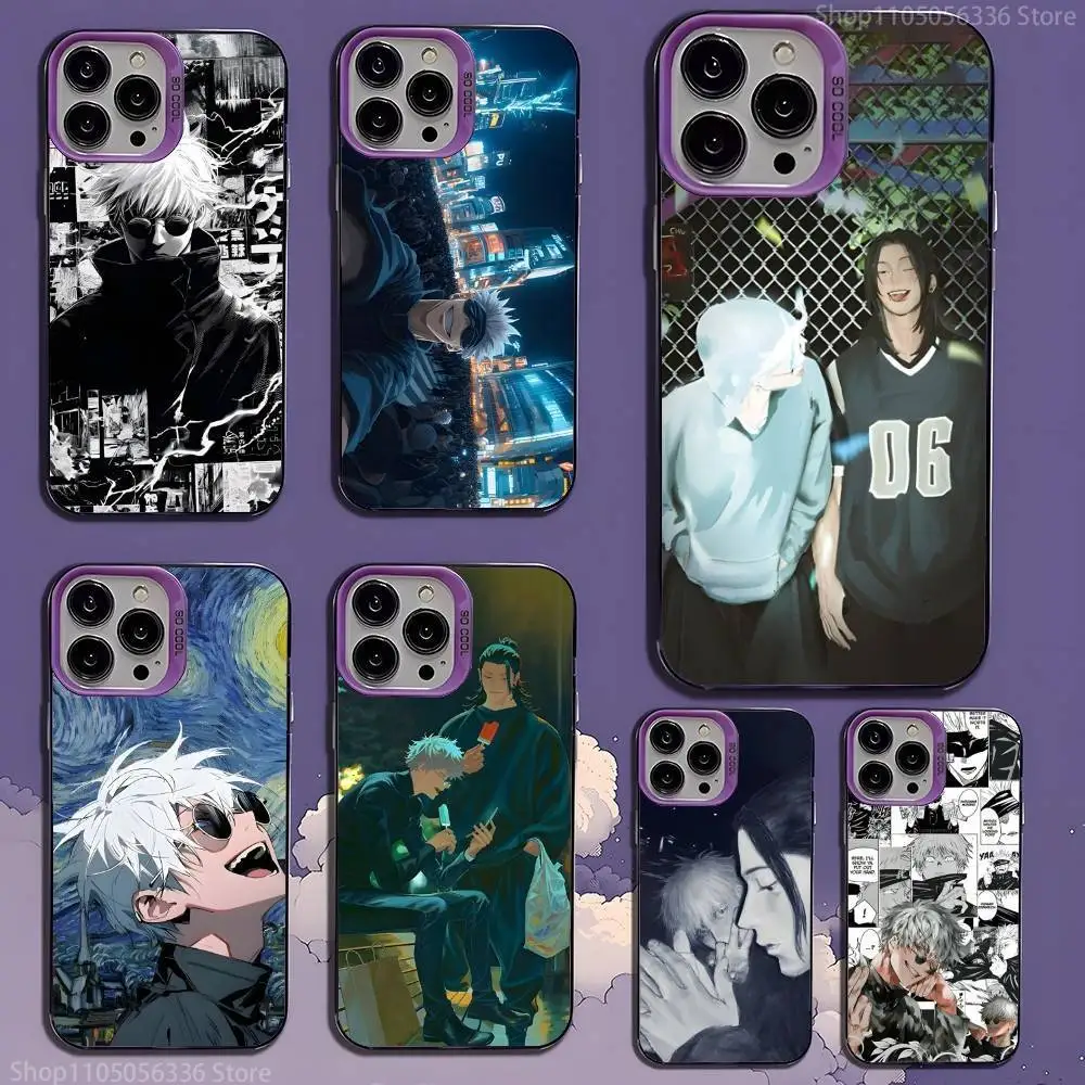 

G-Gojo S-Satoru Anime Phone Case For iPhone 16,15,14,13,12,11,Mini,Pro,SE,MAX,plus,Purple Matte Silicone Cover