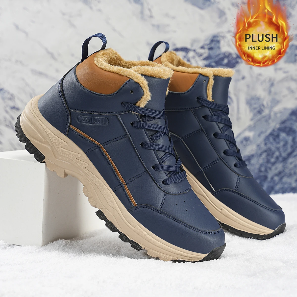 Herren-Sportschuhe in großen Größen mit Plüsch-Innenfutter, Outdoor-Wanderschuhe, bequeme, lässige, modische Trainingsschuhe für Paare – Detail 12