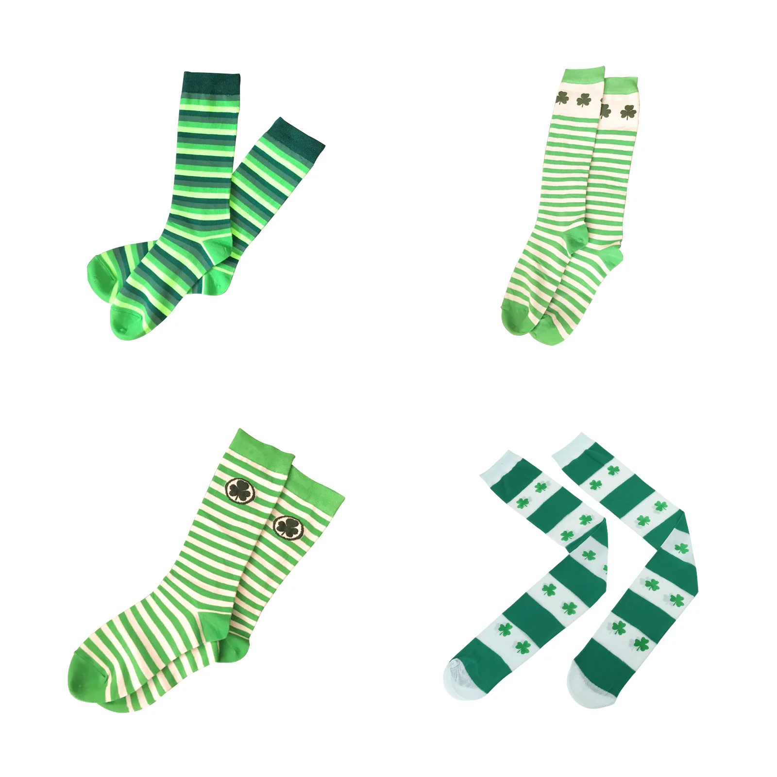 

Комплект носков с узором «клевер»: полосатый стиль + двойной манжет «клевер» + одинарный манжет «клевер» + по 1 паре каждого стиля (стиль 8)