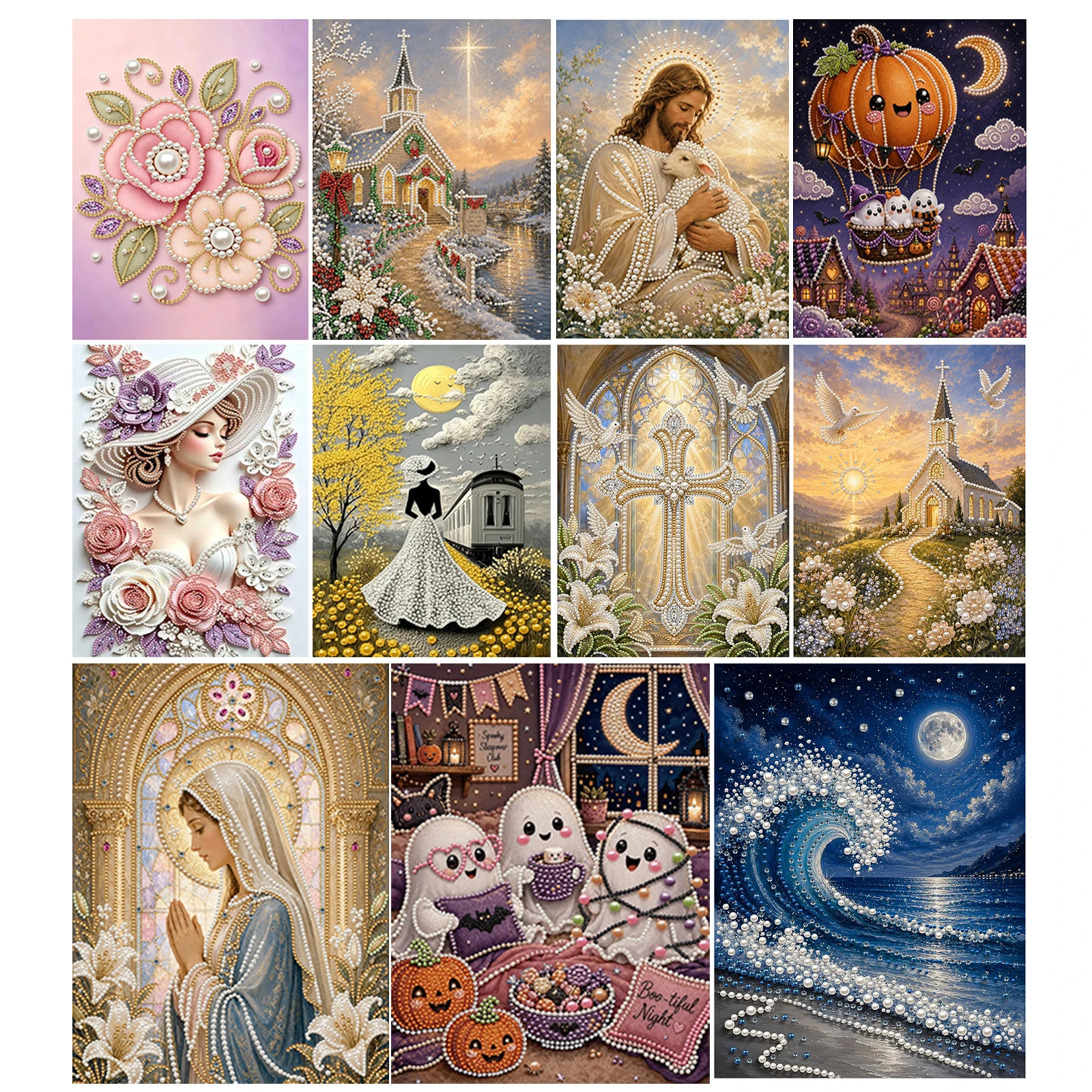 Wolf Pattern 3D Pearl Painting Kit DIY 30x40cm Frameless Canvas Resin Bead Art Self Adhesive Wall Decor