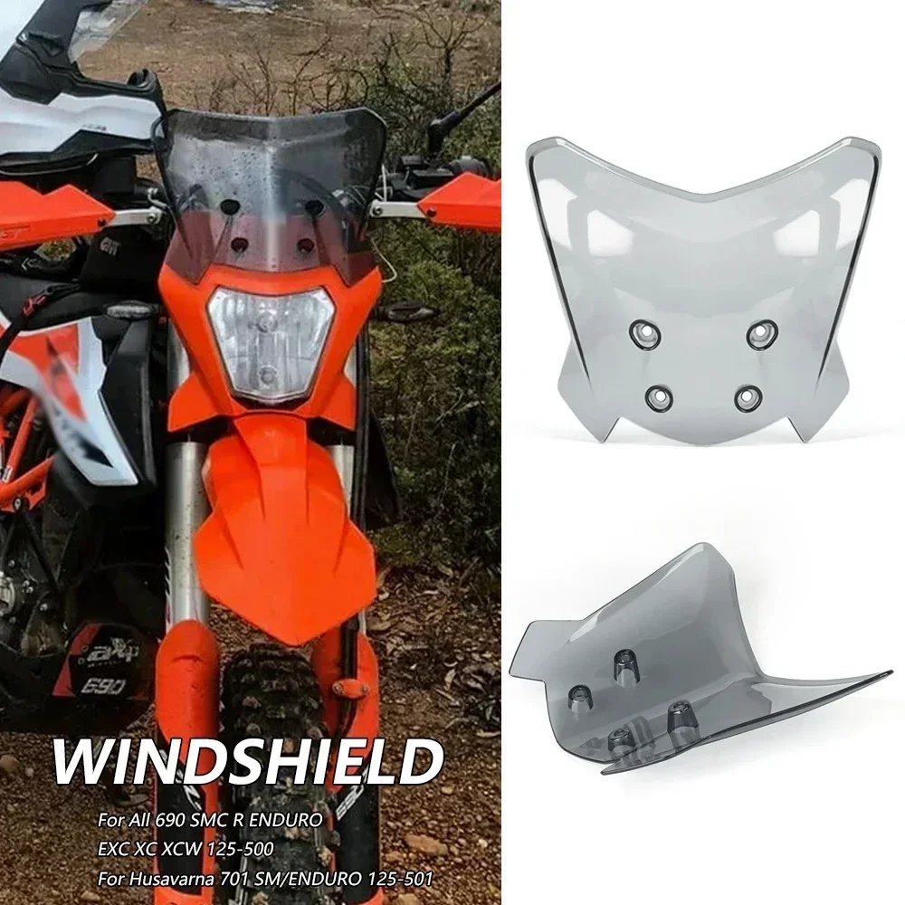 Motorcycle Windshield Windscreen Wind Deflector For All 690 SMC R ENDURO / EXC XC XCW 125-500 / Husavarna 701 SM/ENDURO 125-501