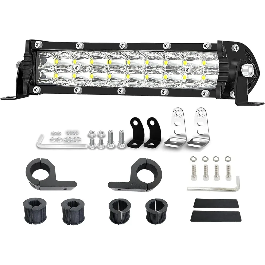 

7 Inch Dirt Bike Light Bar Driving Light Kit, 60W 6000LM Motorcycle Pit Bike Off Road LED Headlight Kit 60W 6000LM with Bar Clam