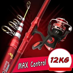 Carbon boat fishing rod 2.1-4.5 telescopic spinning pole max control 12kg hard stick for fly fishing travel casting rod