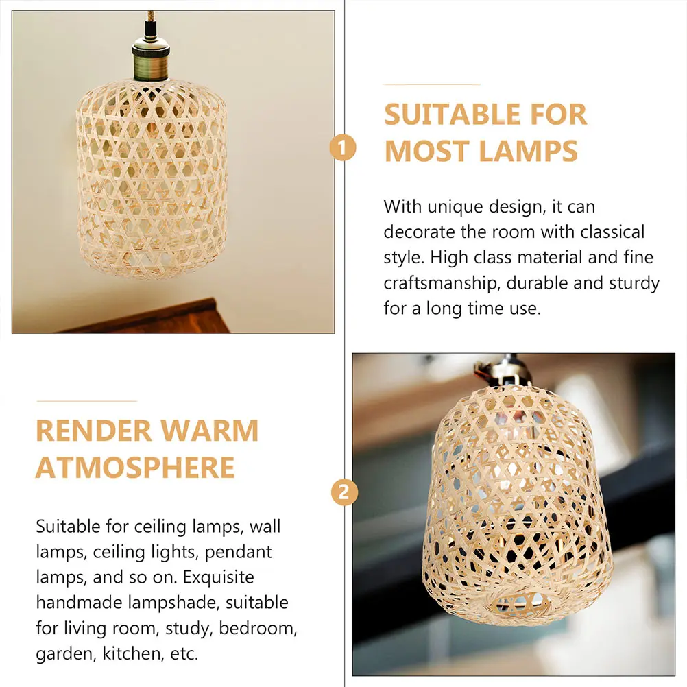 

Premium Woven Bamboo Lampshade Warm Comfortable Light Diffuser for Living Room Dining Room Chandelier Decorative Lighting