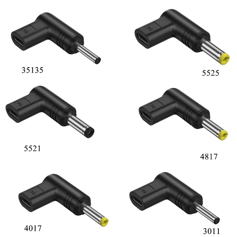 หกมาตรฐาน Type-C ถึง อะแดปเตอร์หญิงชายปลั๊กมุมขวา PD Connector ชาร์จ Converter Plug & Plays 19.5V/20V