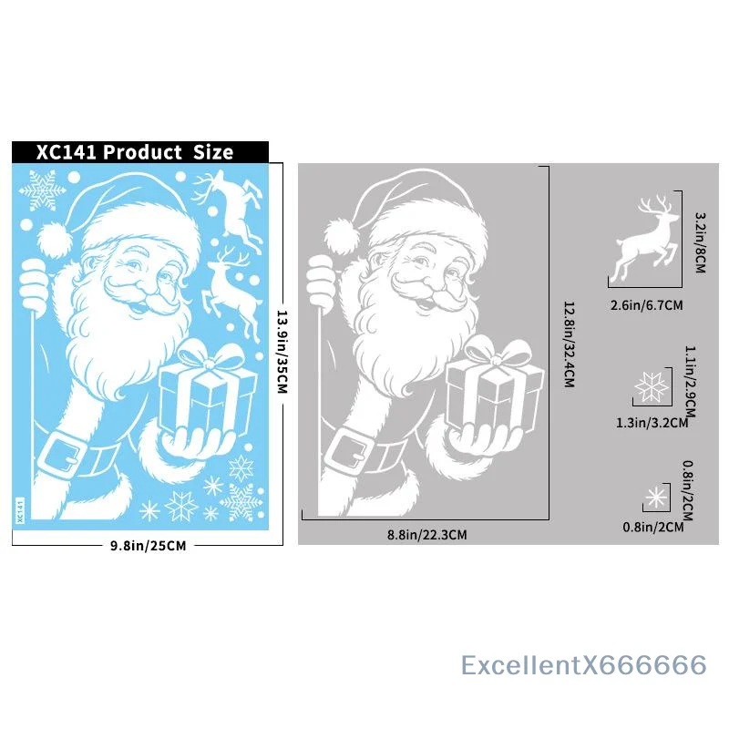 Christmas Window Clings 2 Sheets No Residue Removable Waterproof Decals for Winter Holiday Cafe Shop Window Decor