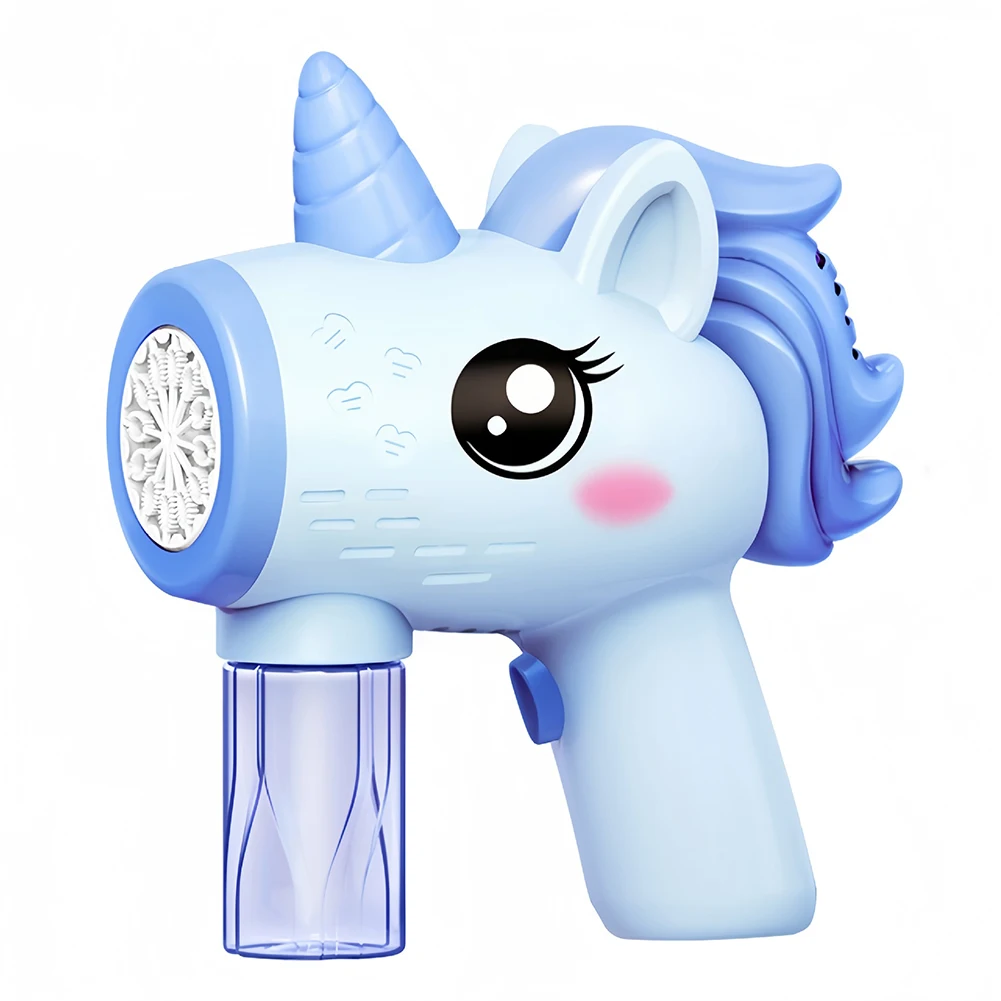 صانع فقاعات كهربائي على شكل وحيد القرن مع منفاخ فقاعات خفيف هدايا عيد ميلاد للأولاد والبنات بعمر 3 4 5 6 سنوات
