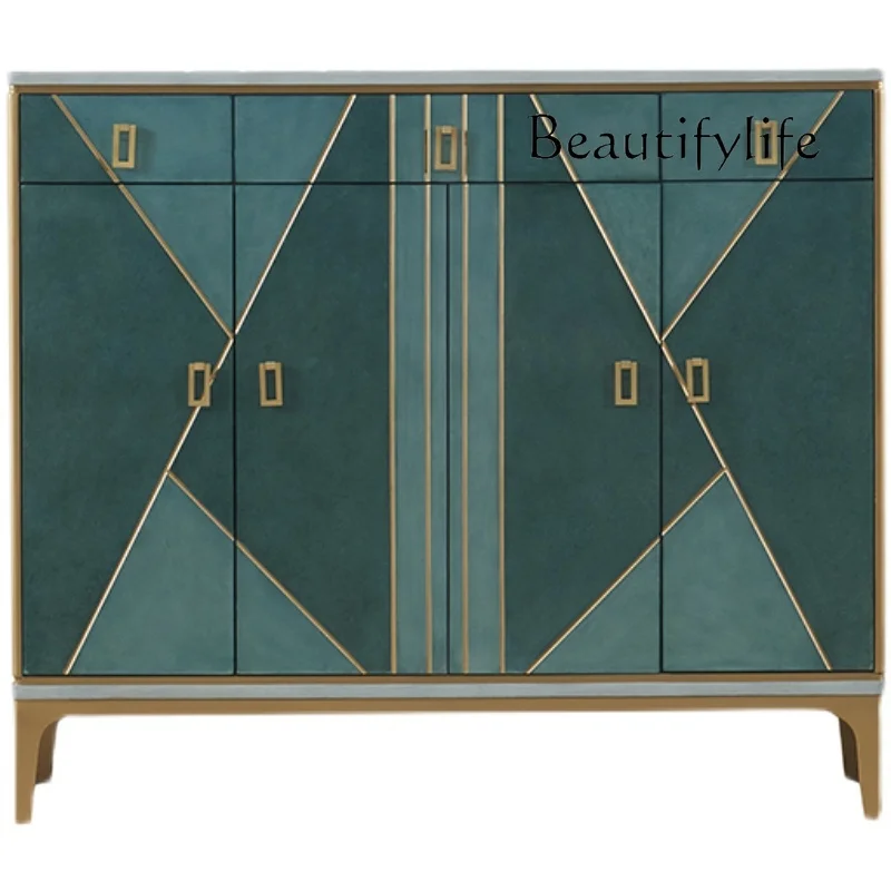 American postmodern side cabinet Solid wood minimalist entrance entrance decorative cabinet