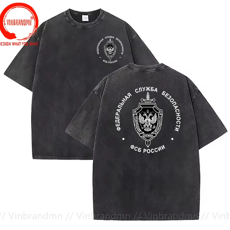 Vintage Washed Cotton T-Shirt Russian FSB Spetsnaz Special Forces Alpha T Shirt Men Fashion Trendy Casual Clothing Stylish Tops