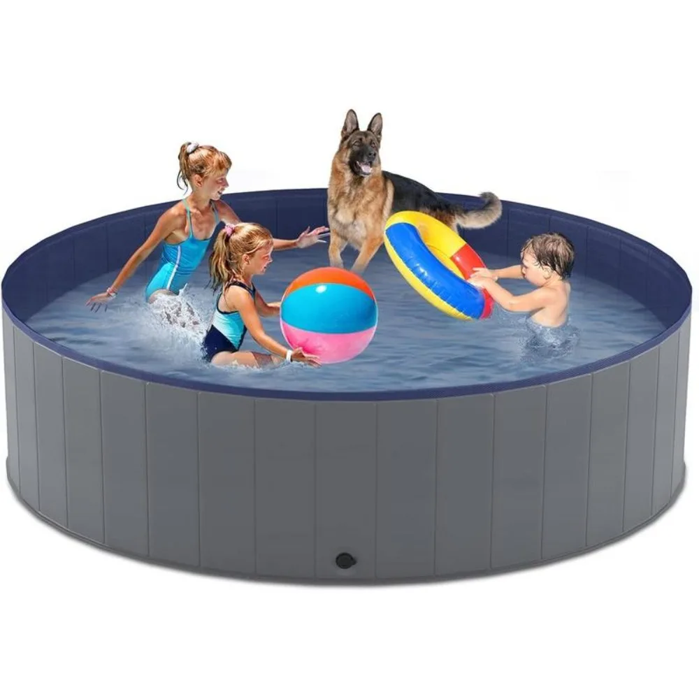 

Portable Dog Pool, Foldable Pet Swimming Pool, Anti-Slip Collapsible Pet Bathtub, Hard Plastic Bath Pool for Pets Dogs and Cats