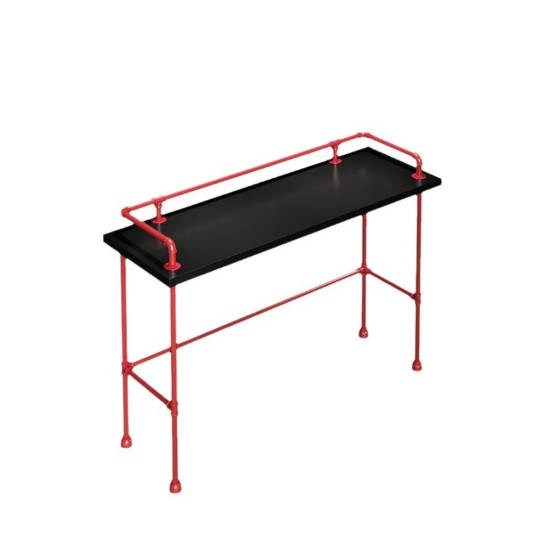 

Bar table bar milk tea shop household wall solid wood strip wrought iron high table and chair combination