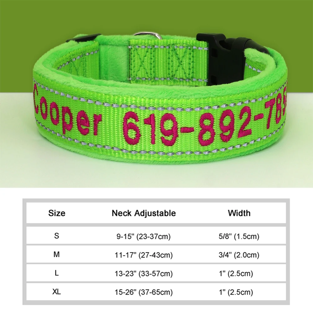 Gepersonaliseerde geborduurde halsband Reflecterend nylon Aangepaste ID-naam Accessoires Gewatteerde halsbanden voor huisdieren voor kleine, middelgrote en grote honden