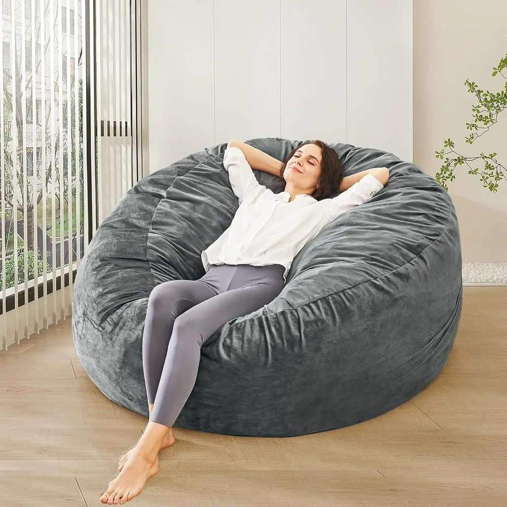 Bean Bag Chair Stuffed with Foam - Folding Beanbag Chairs Lounge Sofa Bed for Adults/Kids - Queen Size Memory Foam Mattress