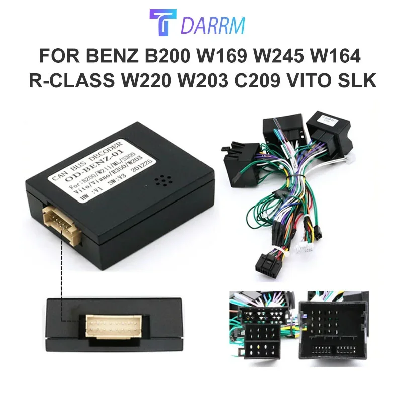 

Canbus Box Adapter Decoder with 16Pin Power Wiring Harness CableFit for Benz B200 W169 W245 W164 R-Class W220 W203 C209 Vito SLK