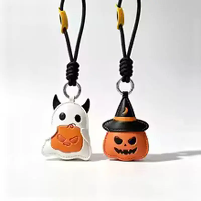 2026 New Halloween Pumpkin & Ghost Leather Keychain - Cute Bag Charm For Couples, Spooky Gift Pendant, Halloween Leather Keyring