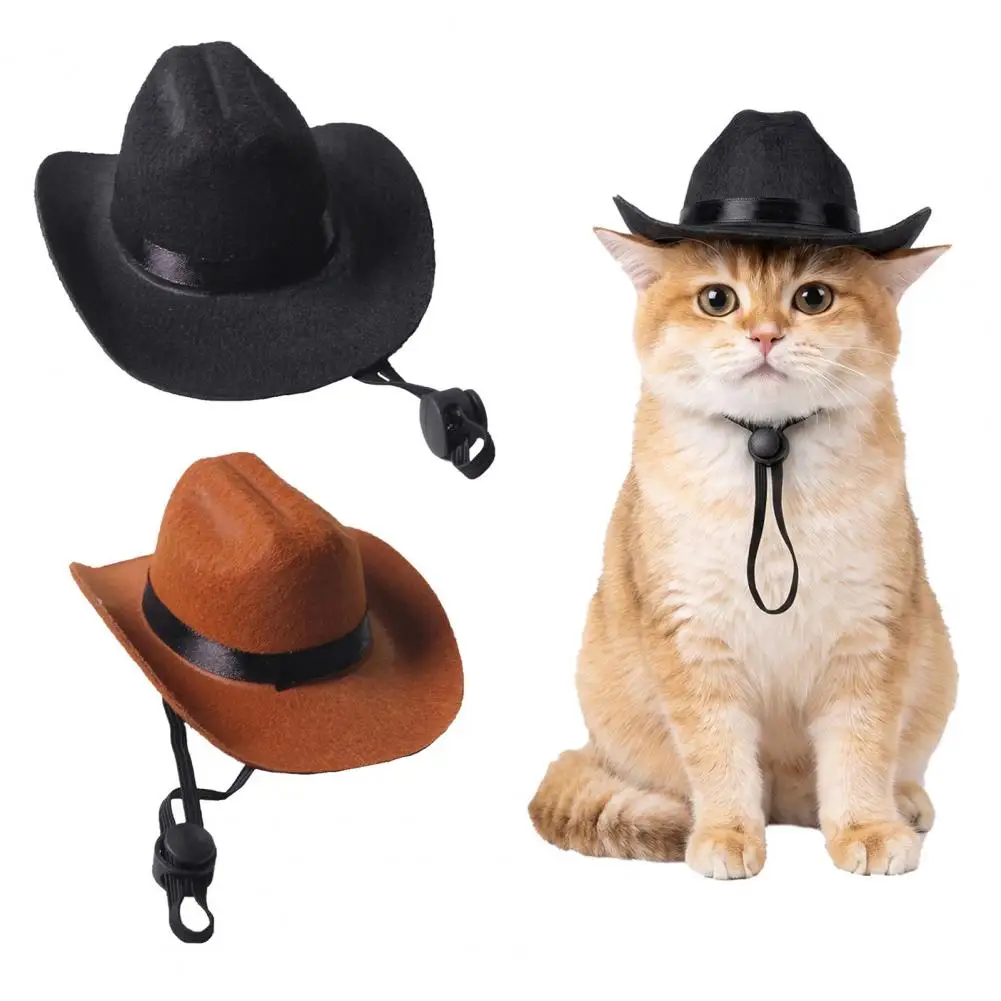 Adjustable Pet Headwear Pet Cowboy Hat for Dogs Cats Western Mini Cowboy Costume Hat Retro Halloween Party Cosplay for Pets
