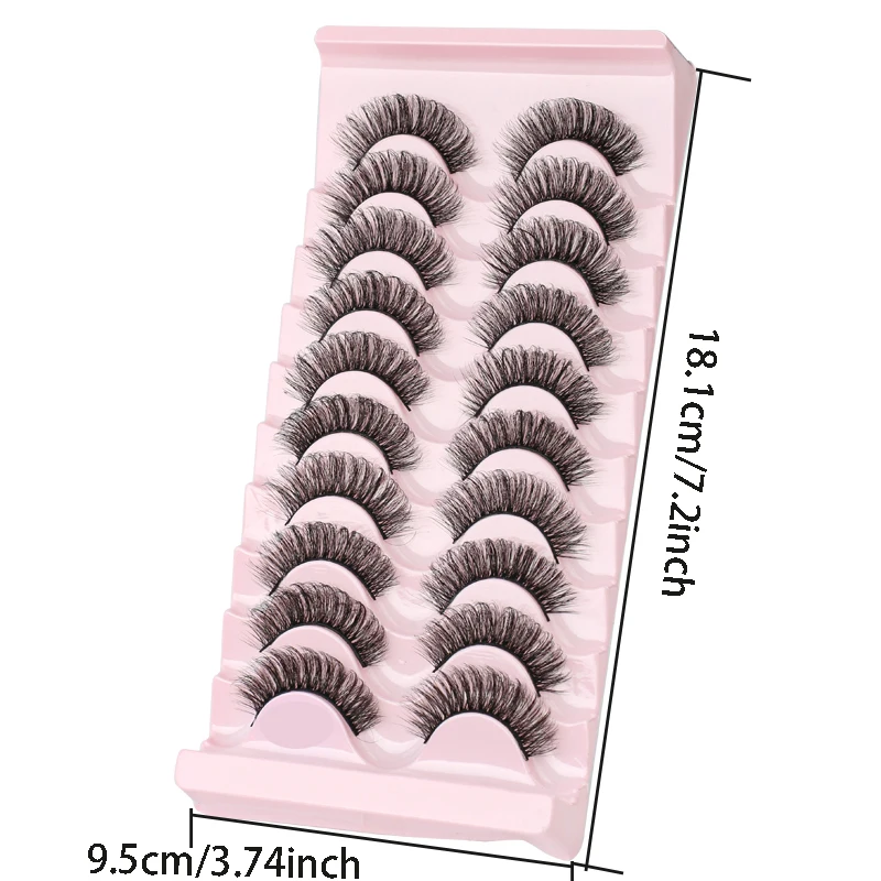 10 pairs of fluffy 7D three-dimensional thick curled faux mink fur false eyelashes messy European and American simulation