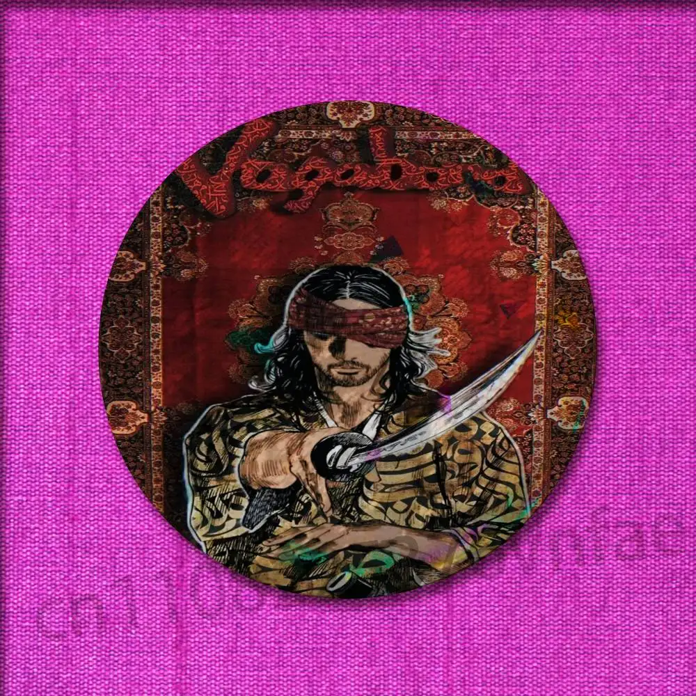 Vagabond مياموتو موساشي شارات 75 مللي متر 25 مللي متر 44 مللي متر 32 مللي متر 58 مللي متر دبوس مستدير بروش تذكارية الملابس تأثيري هدية اكسسوارات #5