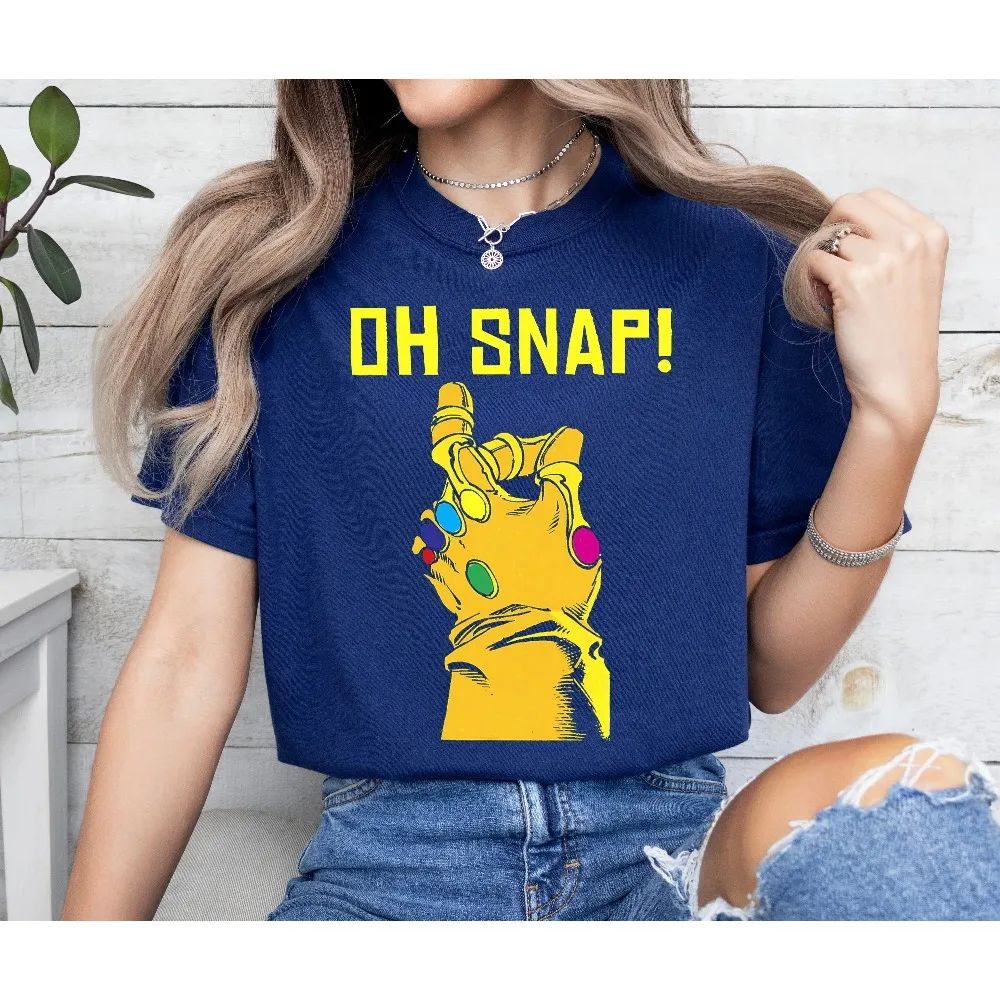 

Marvel Thanos Infinity Gauntlet "Oh, Snap!" graphic T-shirt, Marvel Avengers T-shirt, unisex pure cotton streetwear top