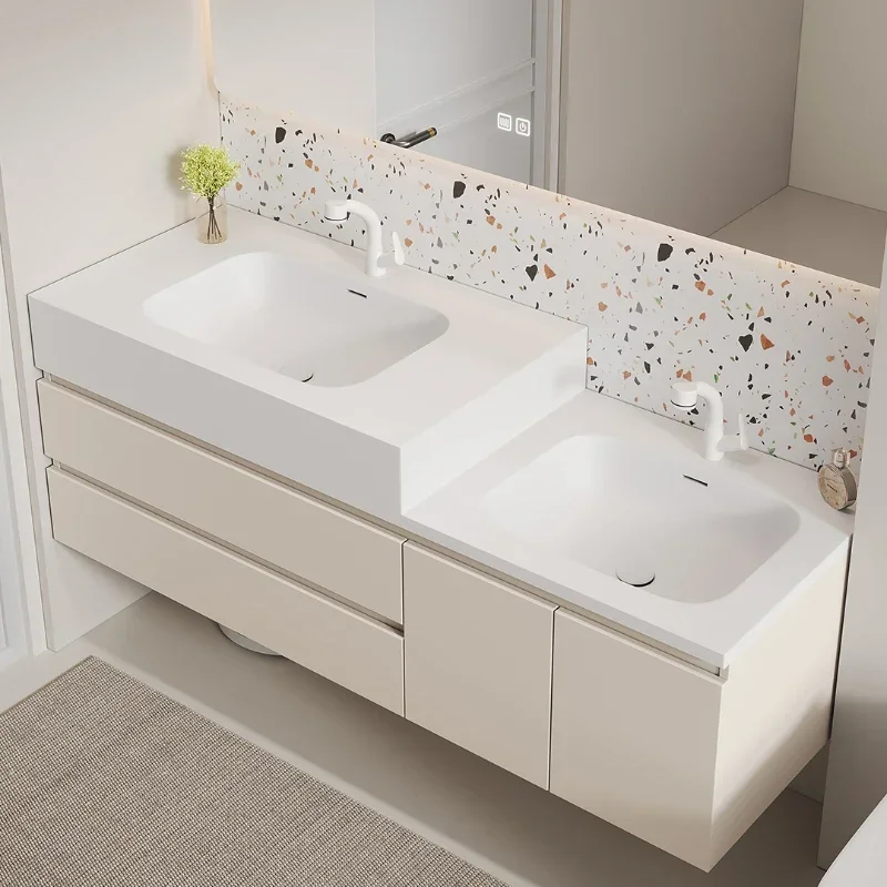 

Integrated basin parent-child bathroom cabinet combination high low child and mother washbasin sink