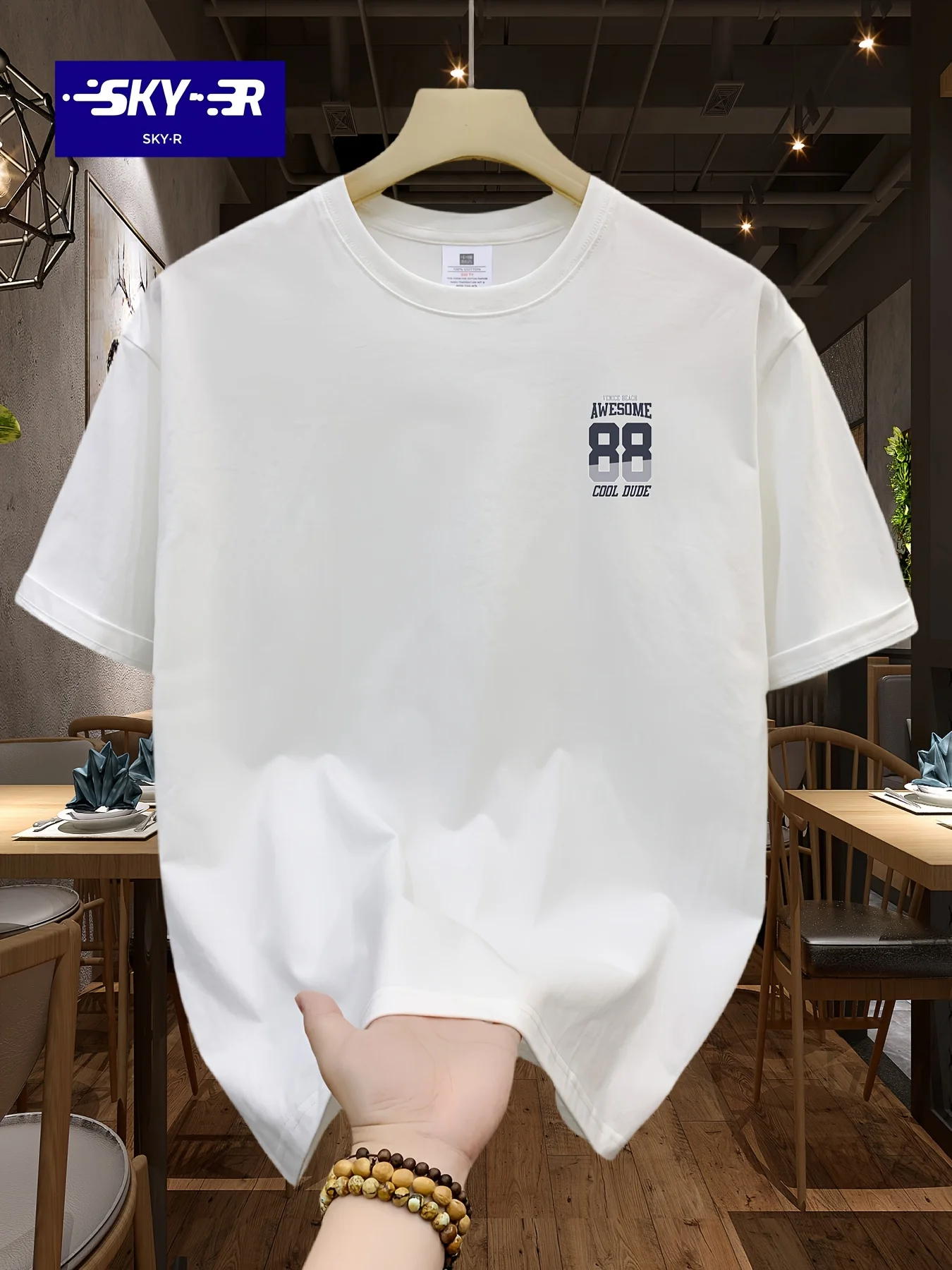 Men's summer 100 cotton fashionable casual loose solid color multi-color optional sports round neck short sleeved T-shirt top