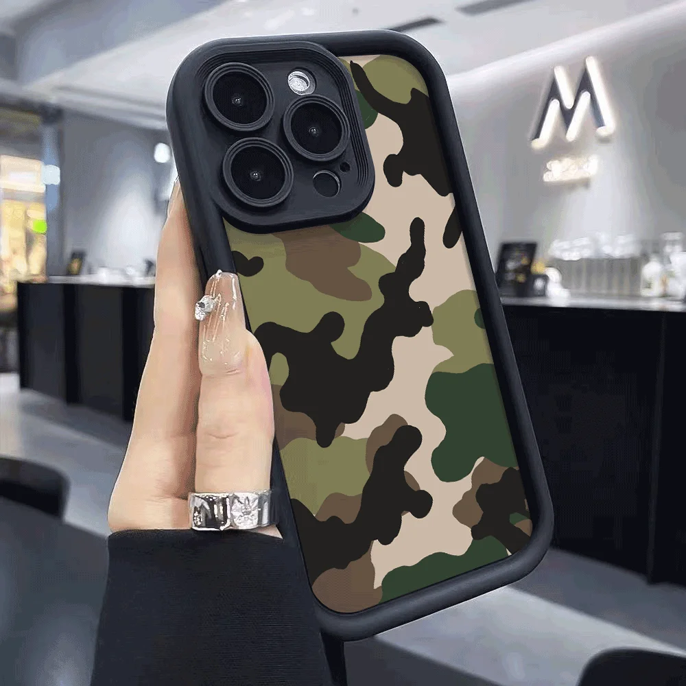 Stoßfeste Handyhülle mit Tarnmuster für Xiaomi Redmi Note 14 13 12 11 10 9 8 7 Pro, rutschfeste, weiche TPU-Hülle.