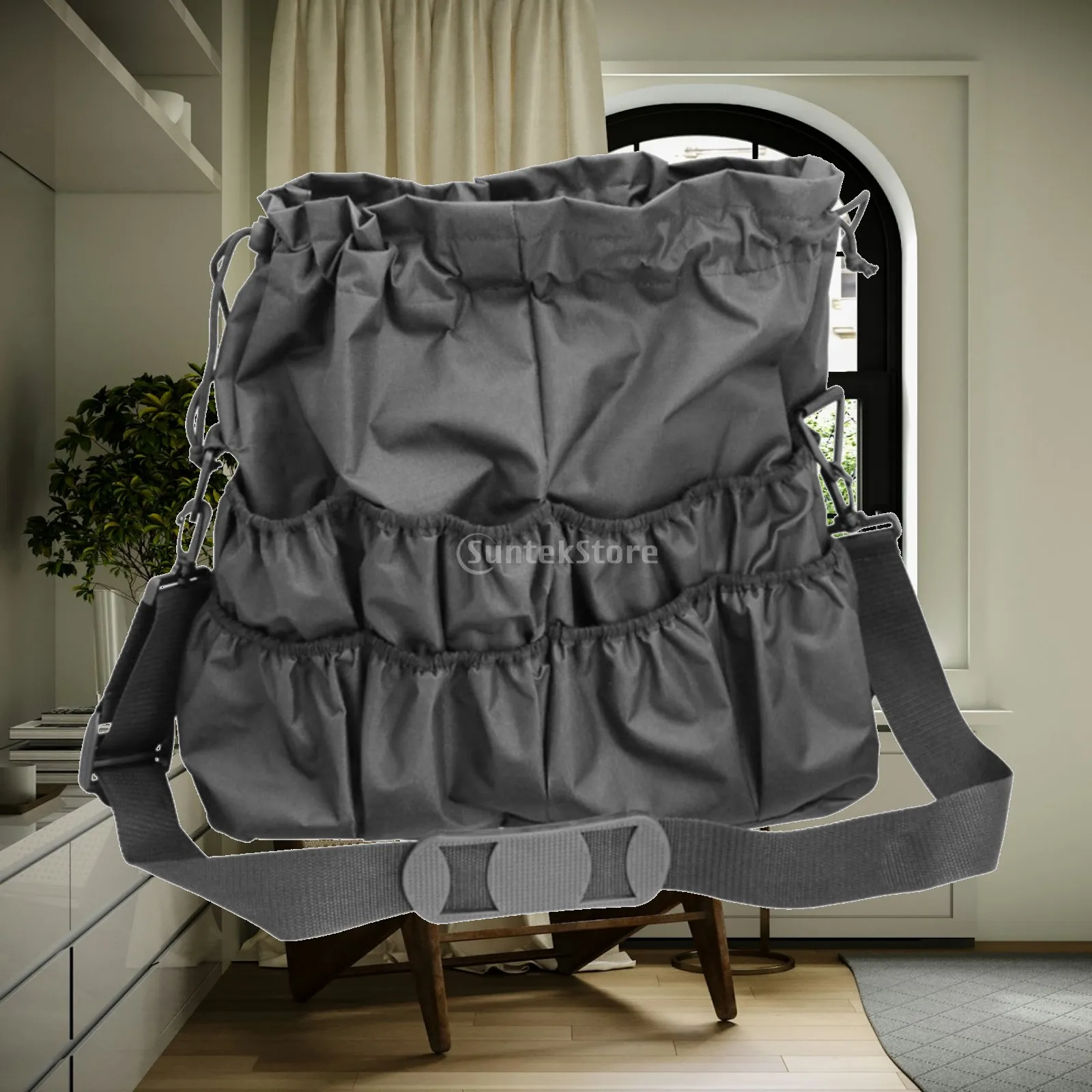 Balloon Artist Storage Pouch Nylon Drawstring Bag for Long Rolls Organizer with Shoulder Strap and Tool Pockets