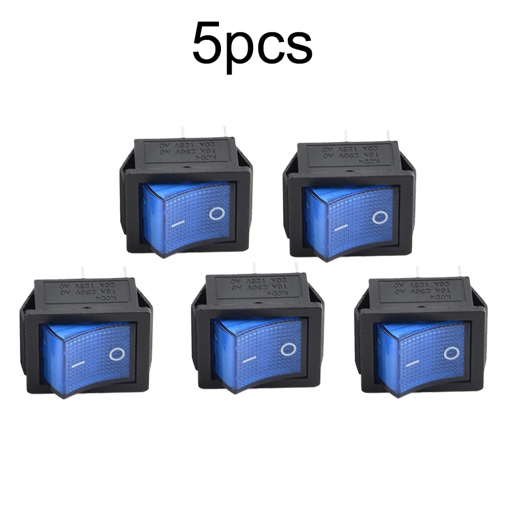 4 Pin On-Off Rocker Switch 5PCS Double Pole Single Throw Latching On Off DPST 16A 2 Position Solid Color High Quality
