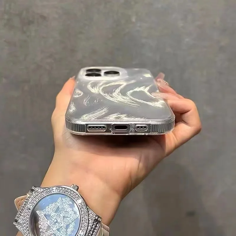 Gradient feather iPhone 15 Pro Max phone case Apple 14 Plus luxury 13/12 full coverage 11/X.