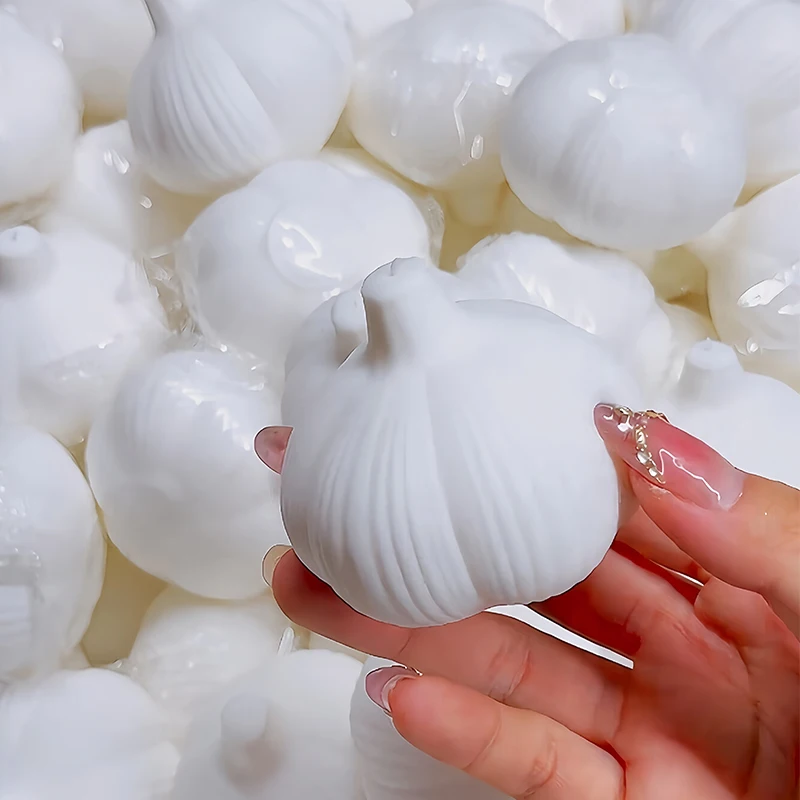 Homemade Garlic Squishy Stress Ball Toys Soft Crispy Sound Squeeze Fidget Toys ASMR Adult Sensory Stress Relief Toys Gift