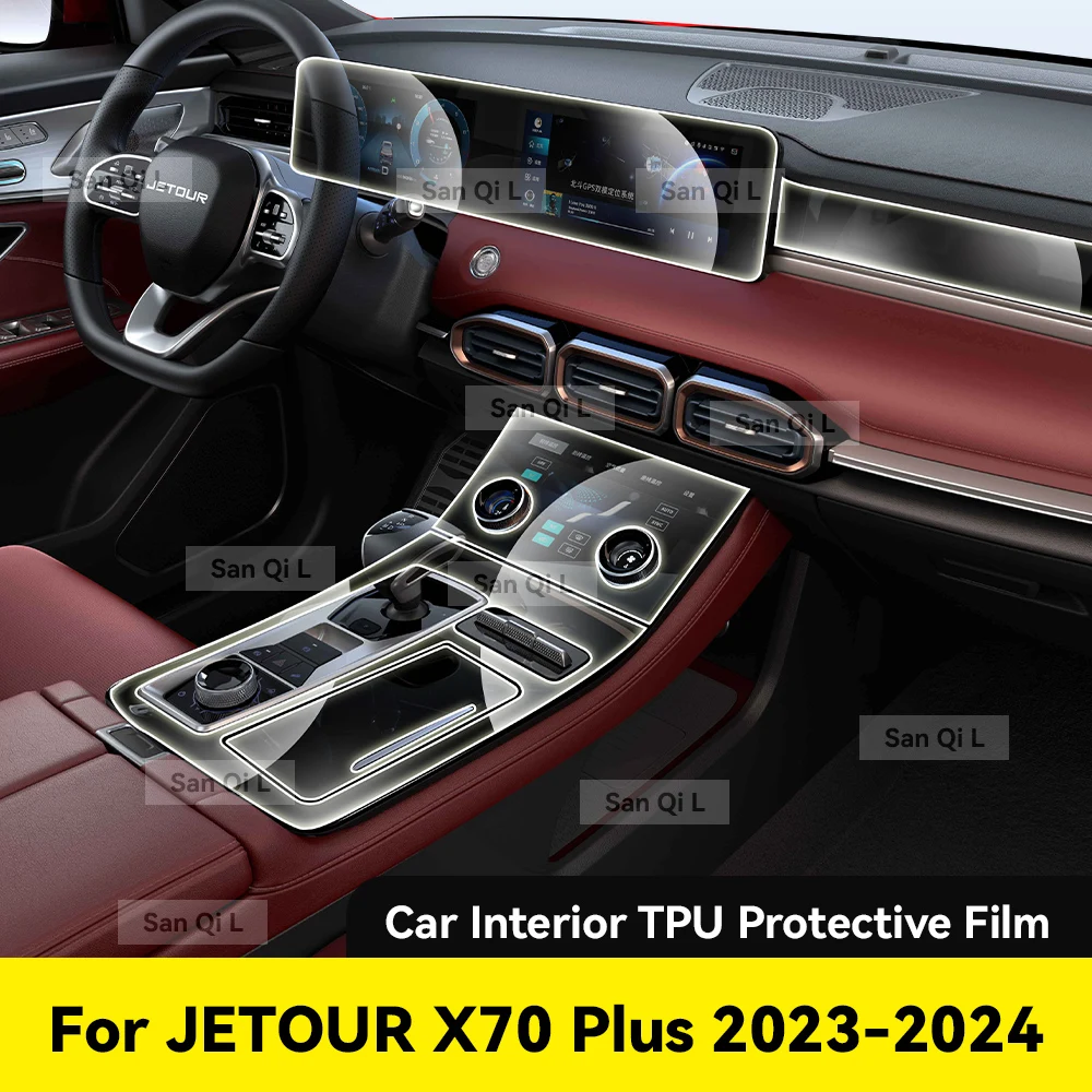

For JETOUR X70 PLUS 2023 2024 Anti-scratch Car Door Center Console Media Dashboard Navigation Car Accessories TPU Protector Film