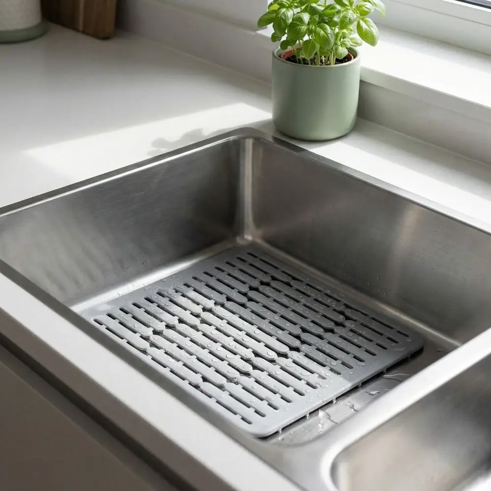 

Силиконовый коврик для раковины серый, многофункциональный, защитный, можно мыть в посудомоечной машине, легко чистится, для сушки посуды, защита фарфора/стекла